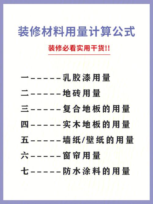 装修材料用量口诀大全集 装修材料计算公式