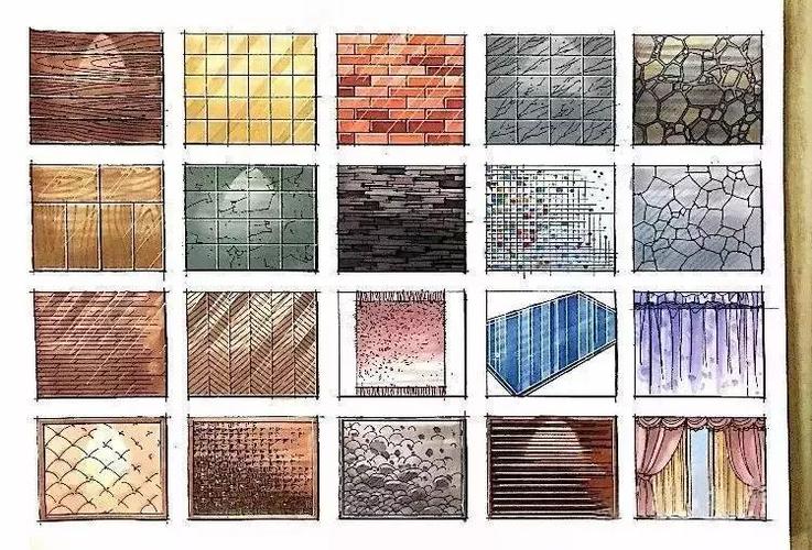装修新材料分析手绘教程 装修材料设计图